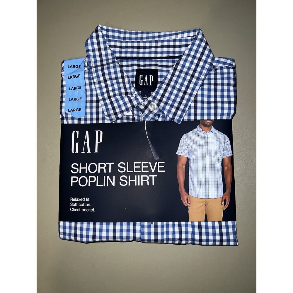 Gap Short Sleeve Poplin Shirt Men’s Size LG Asher Plaid Burt Delf